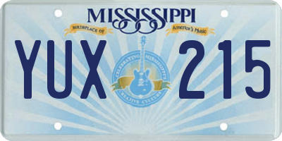 MS license plate YUX215