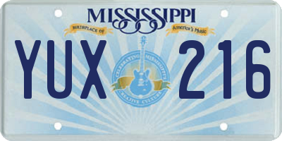MS license plate YUX216
