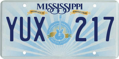 MS license plate YUX217