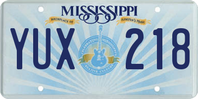 MS license plate YUX218