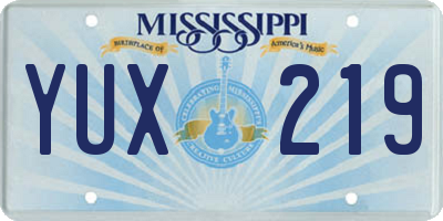 MS license plate YUX219