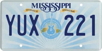 MS license plate YUX221