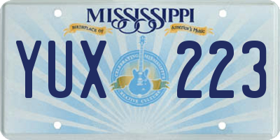 MS license plate YUX223