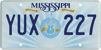 MS license plate YUX227