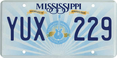 MS license plate YUX229