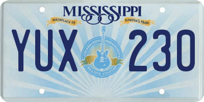MS license plate YUX230