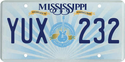 MS license plate YUX232