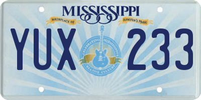 MS license plate YUX233