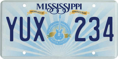 MS license plate YUX234