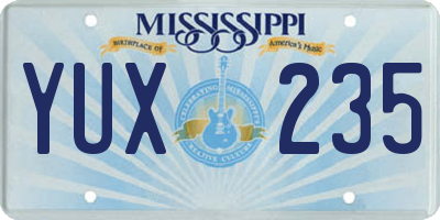 MS license plate YUX235