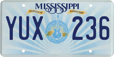 MS license plate YUX236