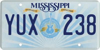 MS license plate YUX238