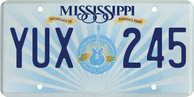 MS license plate YUX245