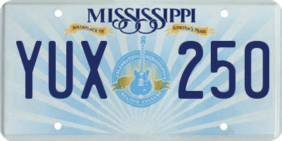 MS license plate YUX250
