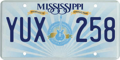 MS license plate YUX258