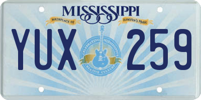 MS license plate YUX259