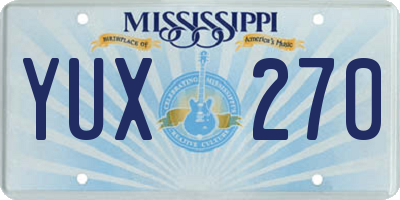 MS license plate YUX270