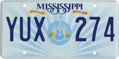 MS license plate YUX274