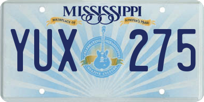 MS license plate YUX275