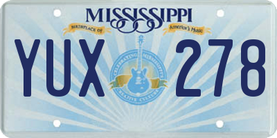 MS license plate YUX278