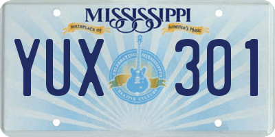 MS license plate YUX301