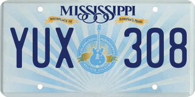 MS license plate YUX308