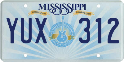 MS license plate YUX312
