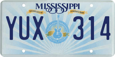 MS license plate YUX314