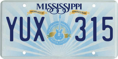 MS license plate YUX315