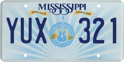 MS license plate YUX321