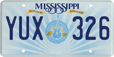 MS license plate YUX326