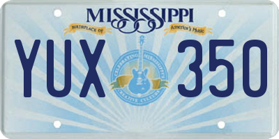 MS license plate YUX350
