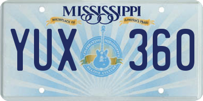 MS license plate YUX360