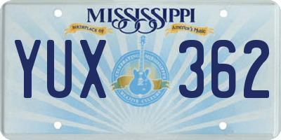 MS license plate YUX362