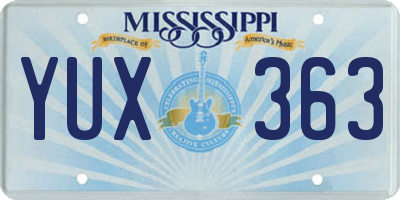MS license plate YUX363