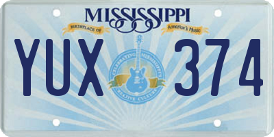 MS license plate YUX374