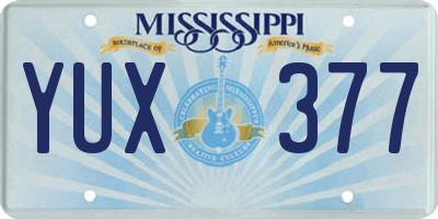 MS license plate YUX377