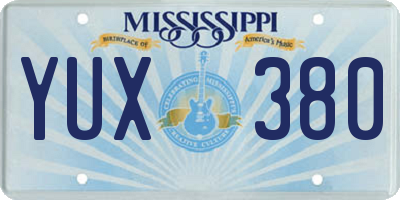 MS license plate YUX380