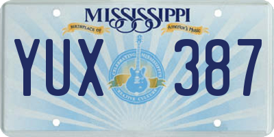 MS license plate YUX387