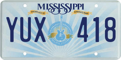 MS license plate YUX418