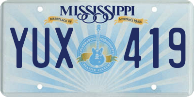 MS license plate YUX419