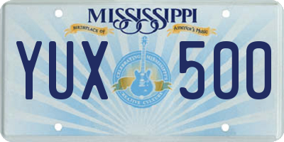 MS license plate YUX500