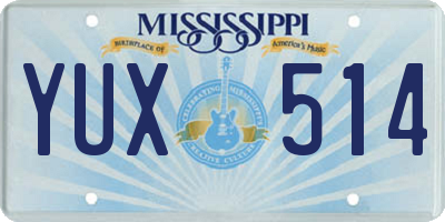 MS license plate YUX514