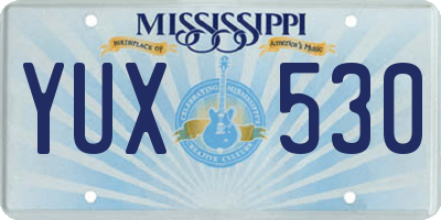 MS license plate YUX530