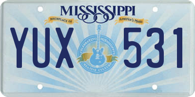 MS license plate YUX531