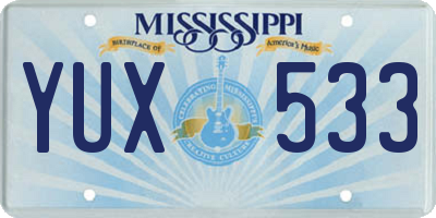 MS license plate YUX533