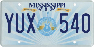 MS license plate YUX540