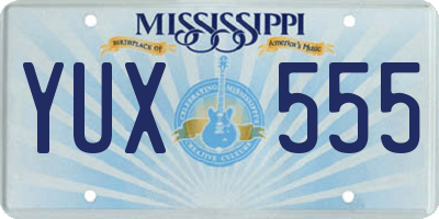 MS license plate YUX555