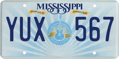 MS license plate YUX567