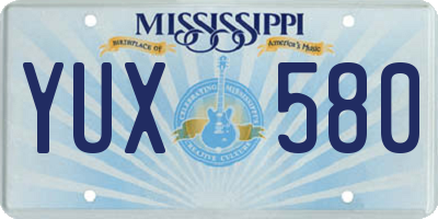 MS license plate YUX580